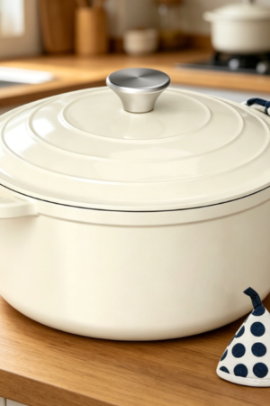 Enamelled cast iron soup pot